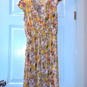 Gypsies & Moondust floral dress size Large yellow
